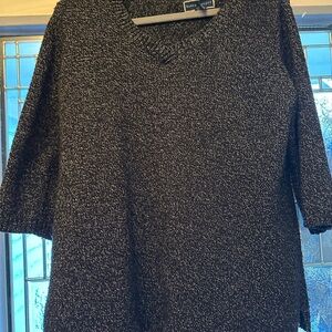 Karen Scott Black and White Crew Neck Sweater